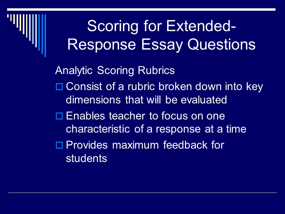 iRubric: Restricted response essay question rubric